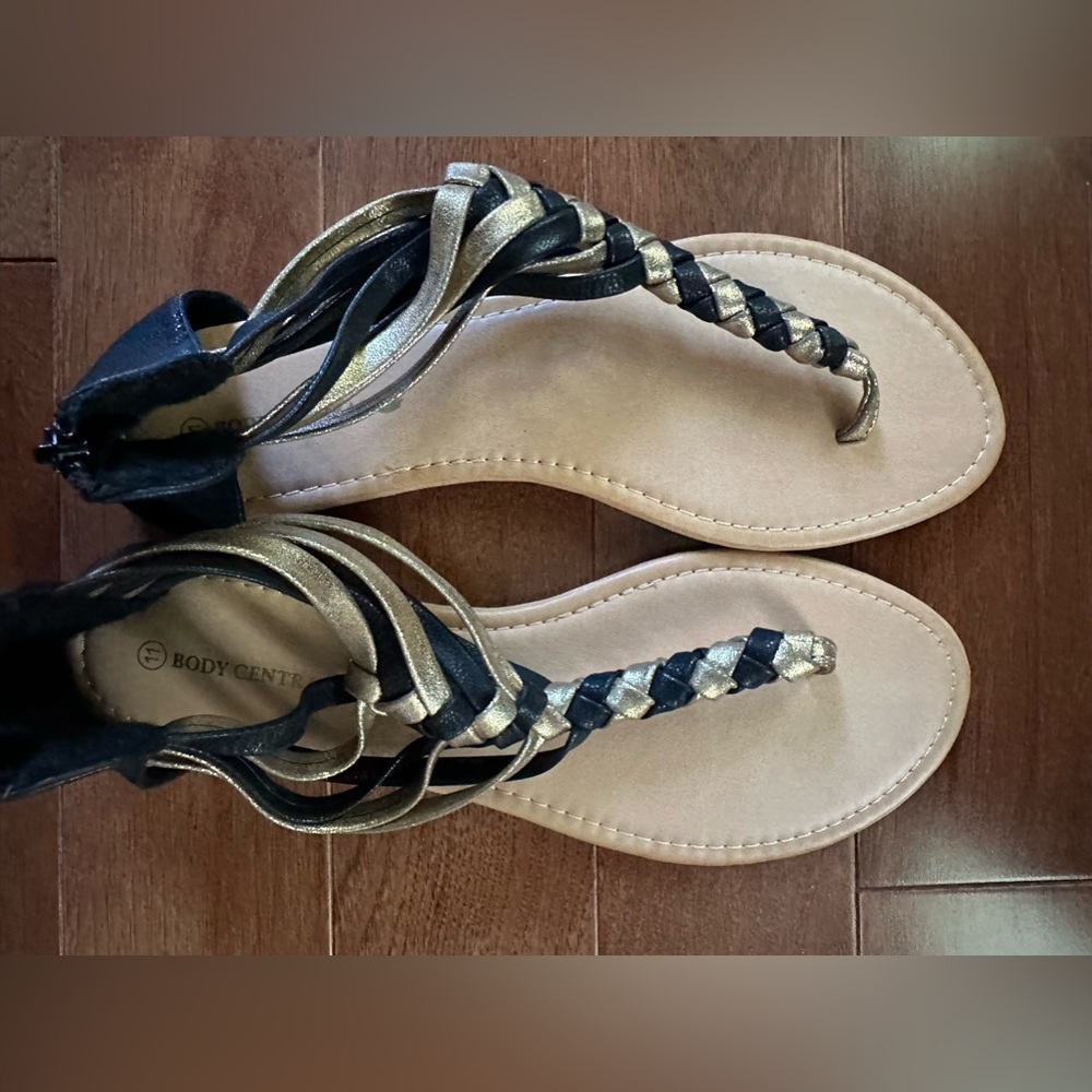 Black and Gold Sandals